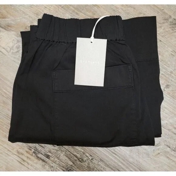 NWT Everlane Size Small The Easy Pants Black Organic Cotton Pull On Relaxed Fit - Picture 4 of 6